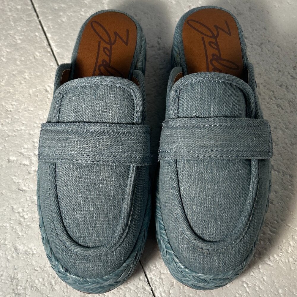Zodiac SZ 8.5 NWOT Gizelle Blue Denim Mule Slide Resort Boho 70's Chic - Picture 7 of 12